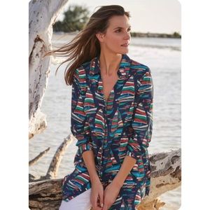 Soft Surroundings Sailboat Button Up Shirt Size Medium Long Sleeve Top